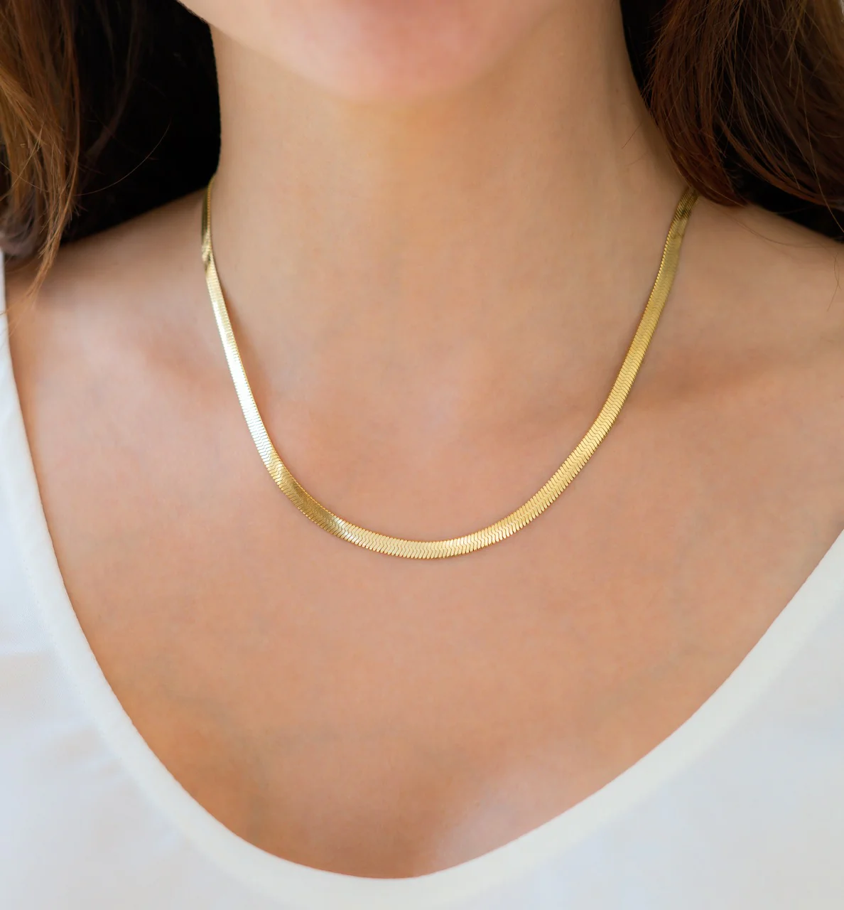 Herringbone Gold Chain Necklace