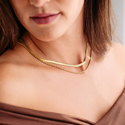 Herringbone Gold Chain Necklace