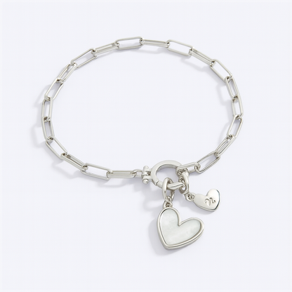 Mother Of Pearl Initial Heart Charm Bracelet