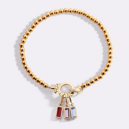 Mint Beaded Birthstone Charm Bracelet