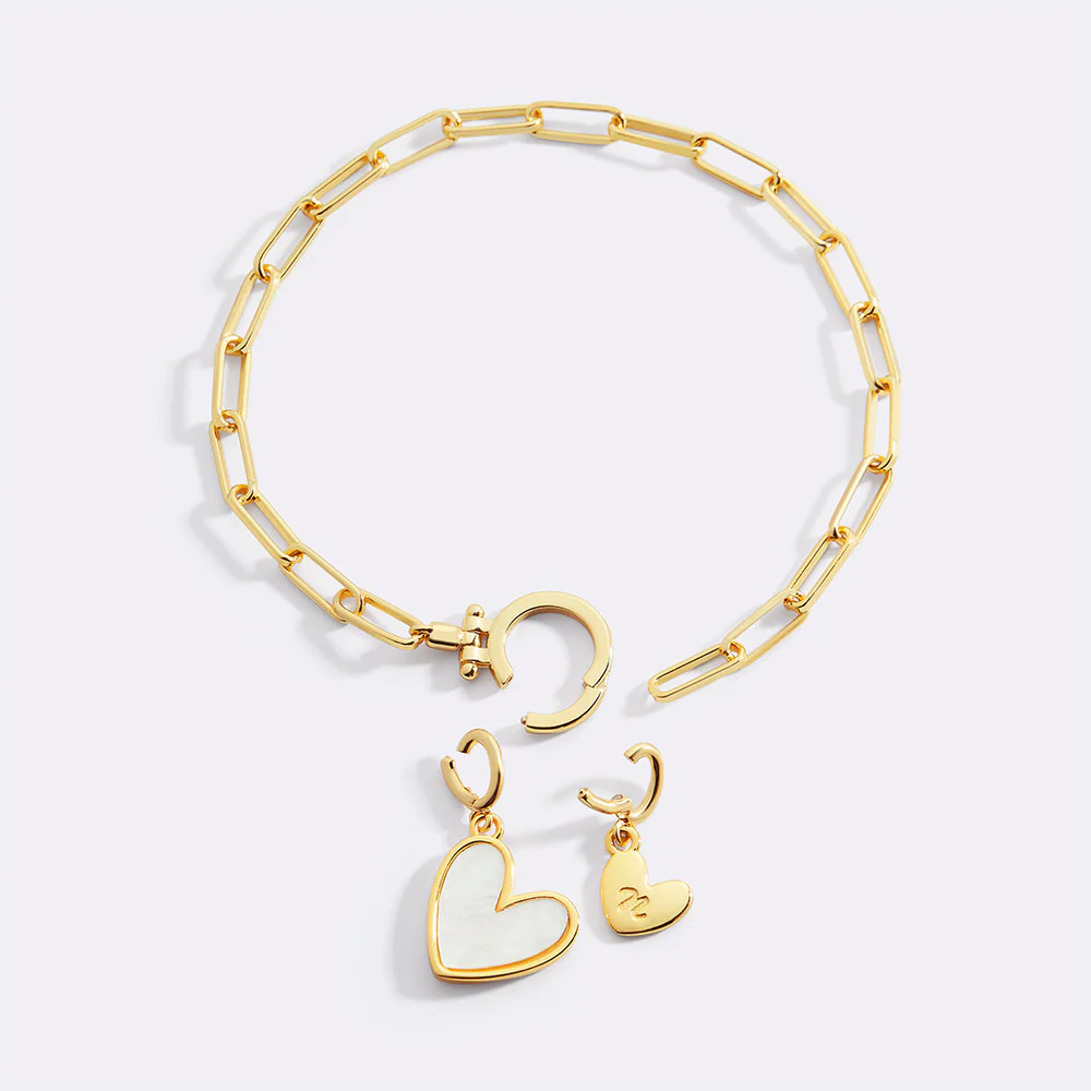 Mother Of Pearl Initial Heart Charm Bracelet