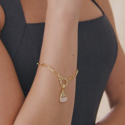 Mother Of Pearl Initial Heart Charm Bracelet